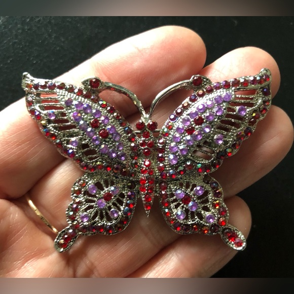Formal Shiny Rhinestone Brooch Exquisite Butterfly Pin Party Sequins Colourful - Picture 12 of 13
